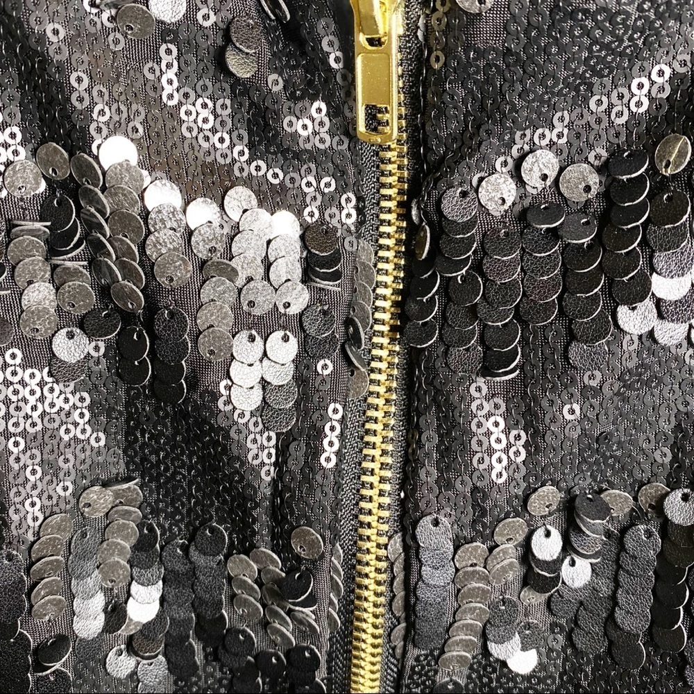 BLACK SWAN Gunmetalβ Metallic Sequined Mini Party Dress, Size Small - Picture 5 of 10
